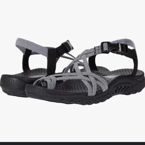 Skechers Black and White Strappy Sandals
